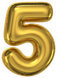Golden Balloon Number 5 Sticker