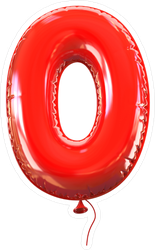 Red Balloon Number Zero Sticker