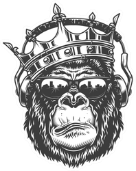 Gorilla Head In Crown And Glasses Sticker