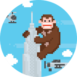 Gorilla On A Top Of Skyscraper Pixel Art Sticker