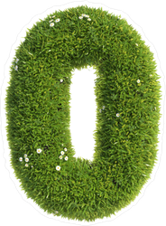 Grass and Flowers Font Number Zero Sticker
