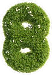 Grass and Flowers Font Number 8 Sticker