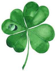 Green Clover Leaf Watercolor Illustration Sticker