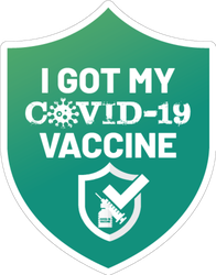 Green Covid-19 Vaccine Shield Sticker