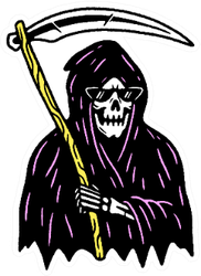 Grim Reaper With Scythe In Color Sticker