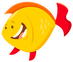 Grinning Yellow Fish Sticker