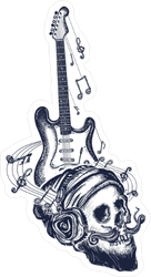 Guitar And Human Skull Sticker