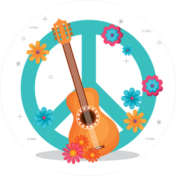 Guitar & Flowers Hippie Peace Symbol Sticker