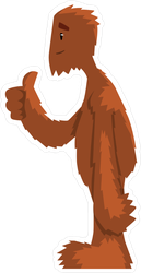 Hairy Cartoon Bigfoot Giving Thumbs Up Sticker