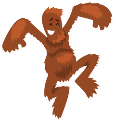 Hairy Cartoon Bigfoot Jumping Sticker