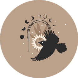 Hand Drawn Abstract Crow And Moon Phases Sticker
