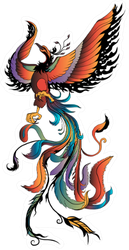 Hand Drawn Colorful Phoenix Sticker