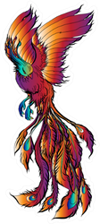 Hand Drawn Colorful Phoenix Tattoo Sticker