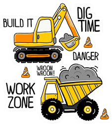 Hand Drawn Construction Machines Tractor Sticker