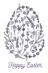 Hand Drawn Easter Egg Illustration Floral Lettering Sticker