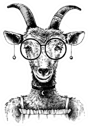 Hand Drawn Goat Hipster Sticker
