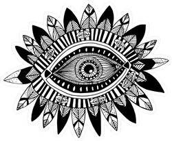 Hand Drawn Indian Aztec Tribal Eye With Feathers Sticker