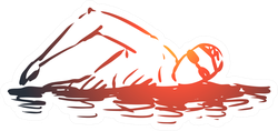 Hand Drawn Man Swim In Pool Sticker