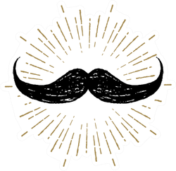 Hand Drawn Mustache Gold Sticker