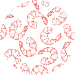 Hand Drawn Seafood Shrimp Pattern Sticker