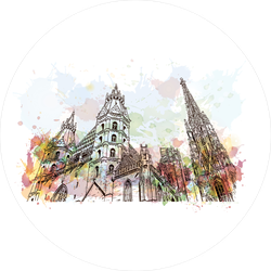 Hand Drawn Vienna Sketch Watercolor Illustration Sticker