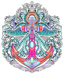 Hand Drawn Vintage Anchor Art Sticker