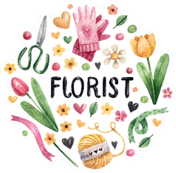 Hand-drawn Watercolor Florist Illustration Sticker