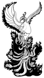 Hand Drawn Zentangle Style Phoenix Sticker