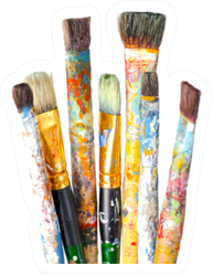 Hand Hold Brushes And Art Supplies Sticker