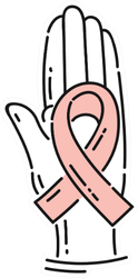 Hand Holding A Pink Ribbon Icon Sticker