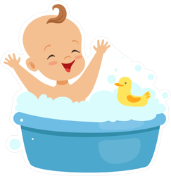 Happy Baby Taking A Bath Sticker