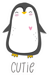 Happy Cartoon Penguin Cutie Text Sticker