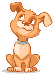Happy Cartoon Puppy Sitting Sticker