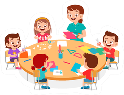 Happy Classroom With Teacher Cartoon Sticker