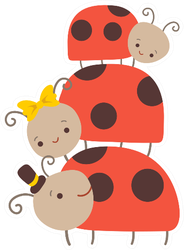Happy Ladybug Family Sticker
