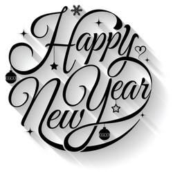 Happy New Year, Lettering Greeting Card With Shadows Sticker 