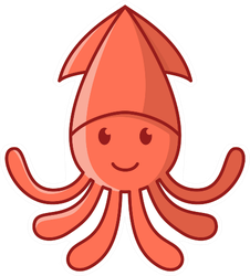 Happy Squid Character Mascot Sticker