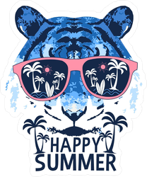 Happy Summer Tiger Beach Sticker