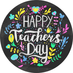 Happy Teacher's Day Floral Illustration Chalkboard Sticker