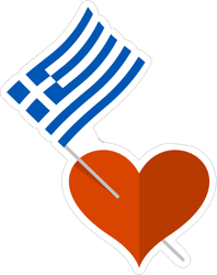 Heart Icon With Greece Flag Sticker