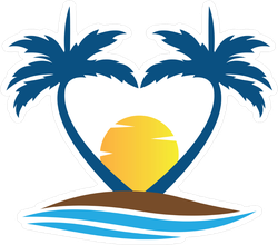 Heart Palm Trees Sticker