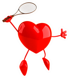 Heart Playing Tennis Sticker