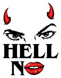 Hell No Slogan With Devil Face Illustration Sticker