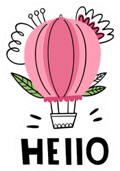 Hello Cute Hot Air Balloon Sticker