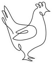 Hen Drawn In One Line Chicken Sticker