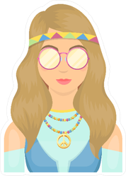Hippie Chick with Glasses Sticker
