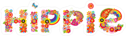 Hippie Lettering with Colorful Flowers Sticker