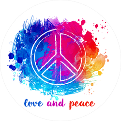 Hippie Love and Peace Colorful Watercolor Sticker