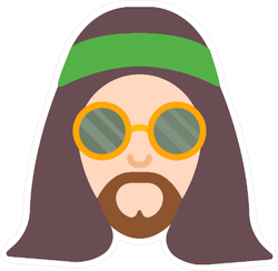 Hippie Man with Long Hair Sticker