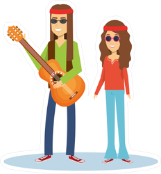 Hippie People With Guitar Sticker